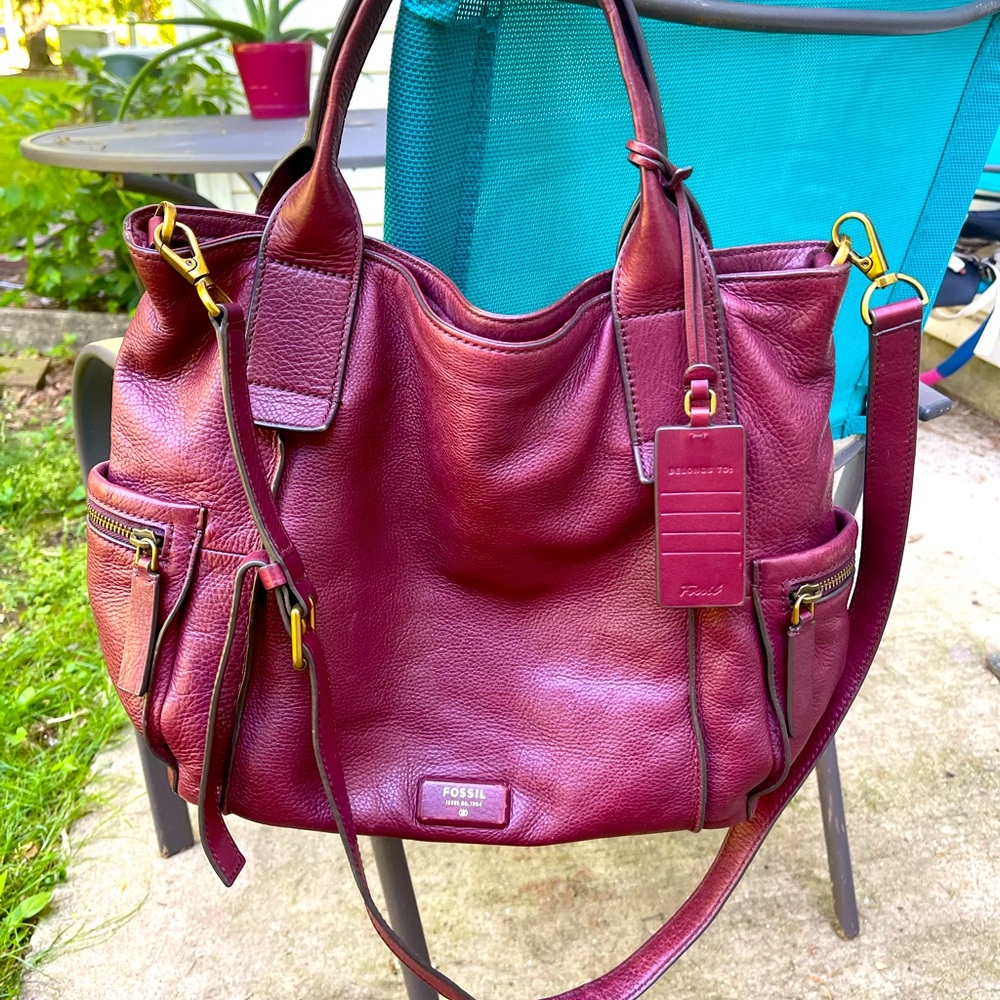 Fossil Burgundy Satchel Bag